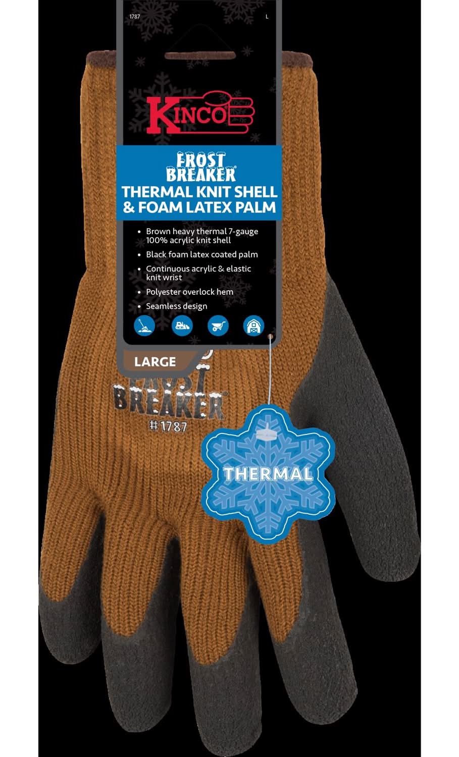 Kinco Men'S Indoor/Outdoor Cold Weather Work Gloves Brown L 1 Pair
