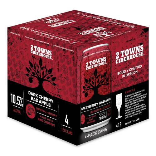 2 Towns Ciderhouse Dark Cherry Bad Apple (4 x 12 oz)