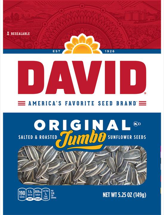 David Original Jumbo Salted & Roasted Sunflower Seeds