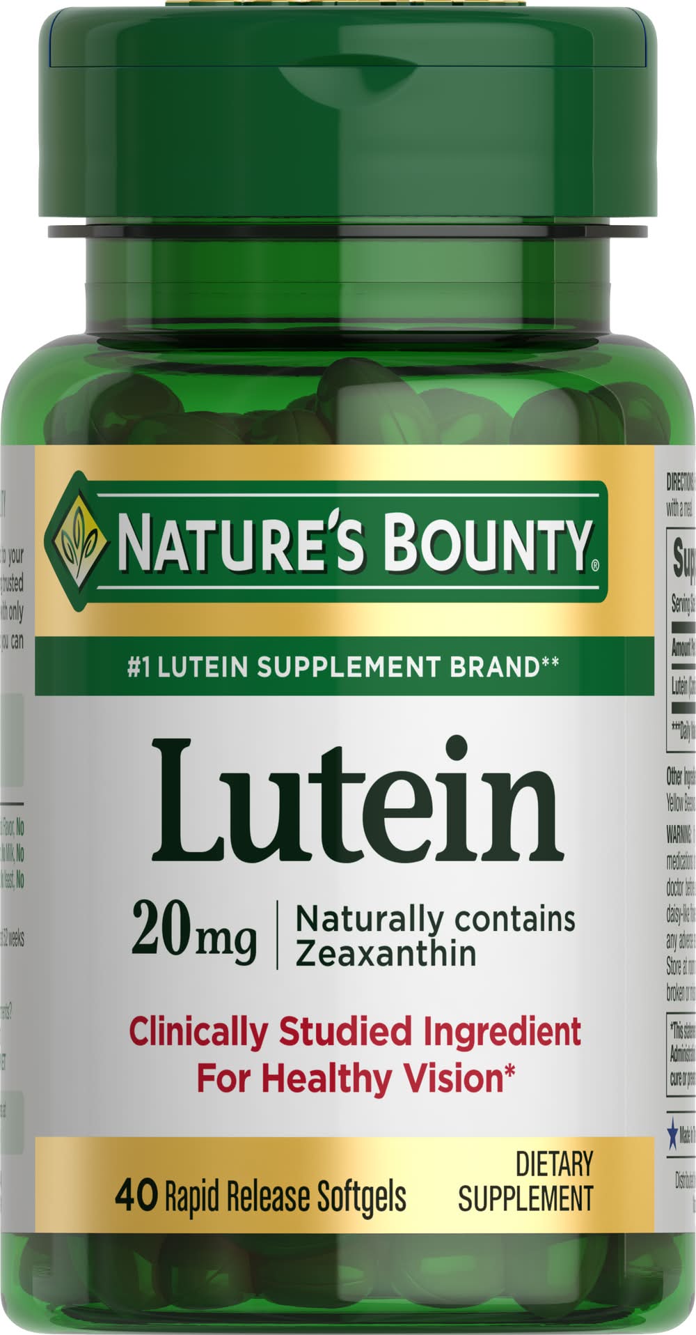 Nature's Bounty Lutein 20 mg Rapid Release Softgels (40 ct) (1.6 oz)