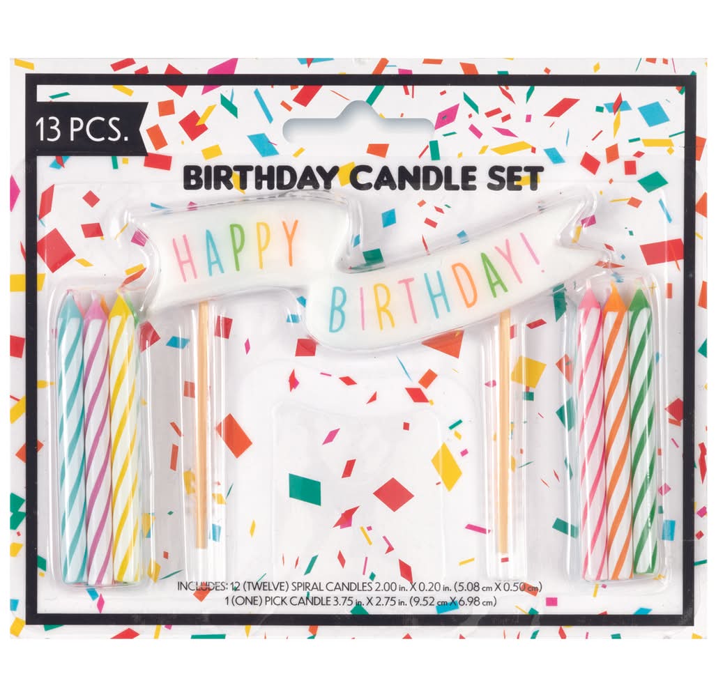 Spiral Birthday Candles & Happy Birthday Pick Candle