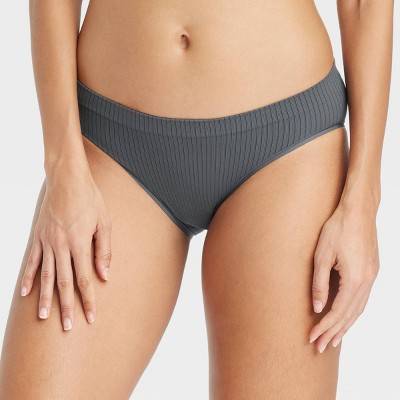 Women's Seamless Bikini Underwear - Auden™ Gray XS: Lightweight Knit, Pull-On Style