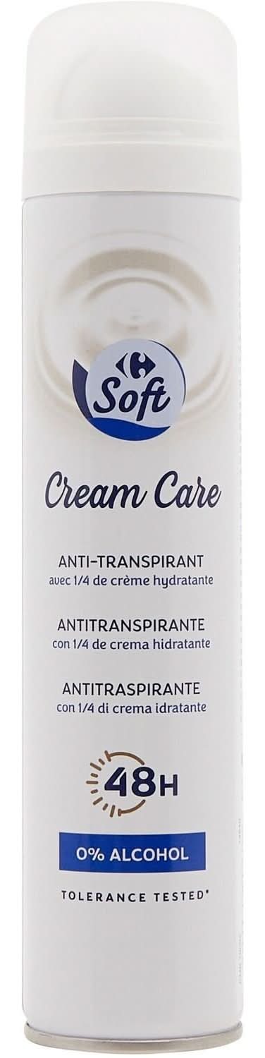 Carrefour Soft - Déodorant spray anti-transpirant 48h soin crème, female (200ml)