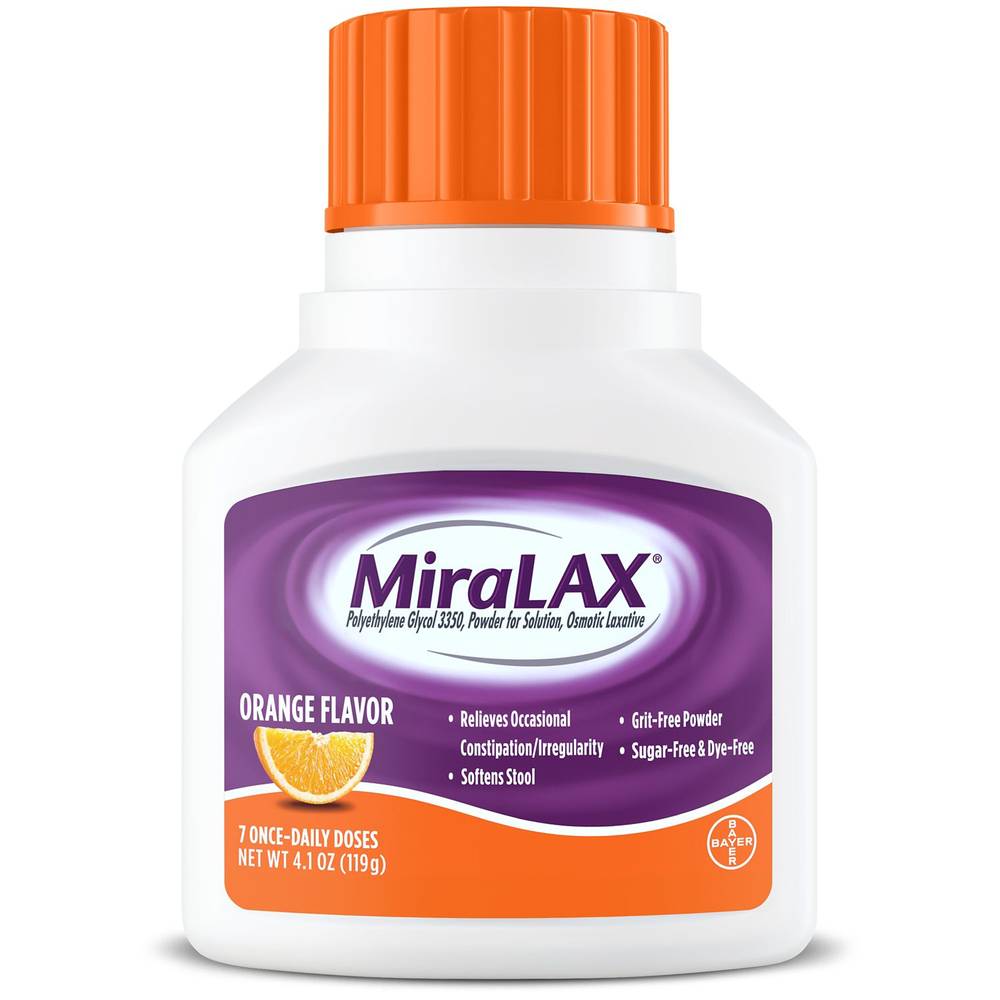 MiraLAX Once Daily Doses Laxative Powder, Orange (4.1 oz)