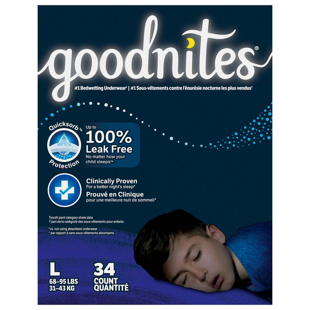 GoodNites Nighttime Boys Underwear, Large (34 ct)