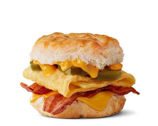 Cheesy Jalapeno Bacon Egg and Cheese Biscuit