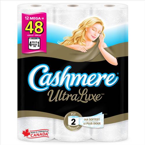 Cashmere Ultraluxe 2-ply Mega Rolls Toilet Paper, 9.9x10.1 cm (12 ct)