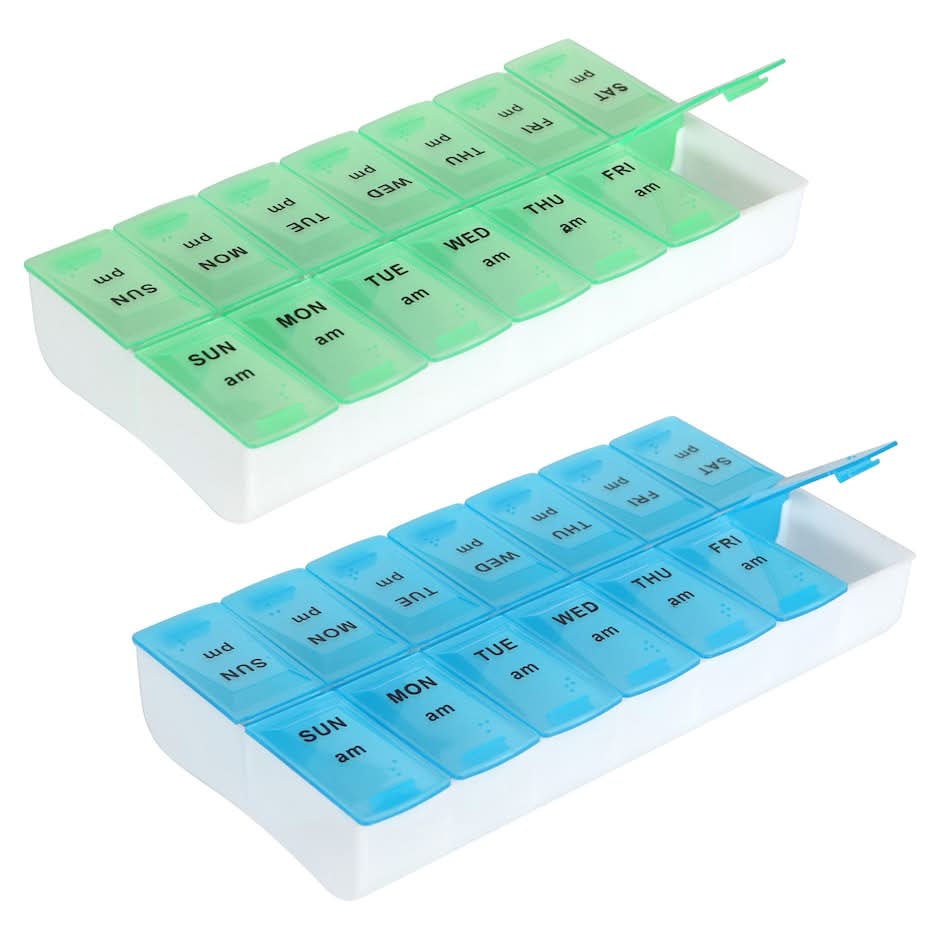 Fusion Life 7-Day Twice-A-Day Pill Organizer, 8.6x3.7x1.25 in (2 ct)