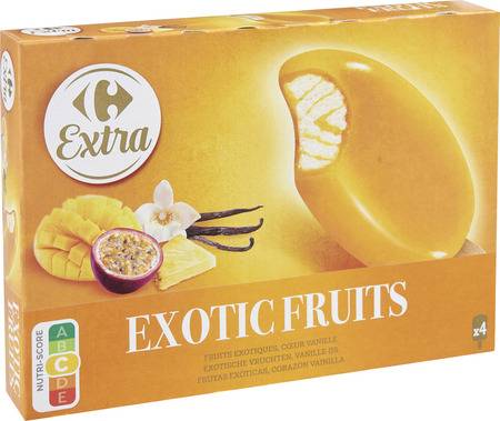 Glaces fruits exotiques CARREFOUR EXTRA - la boite de 4 - 306g