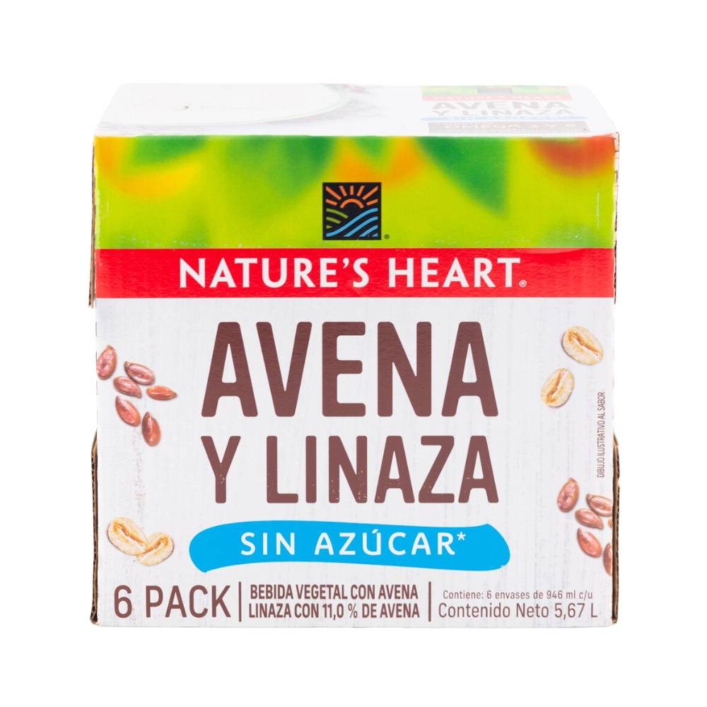 Nature's heart bebida de avena y linaza sin azúcar (6 pack, 946 ml)