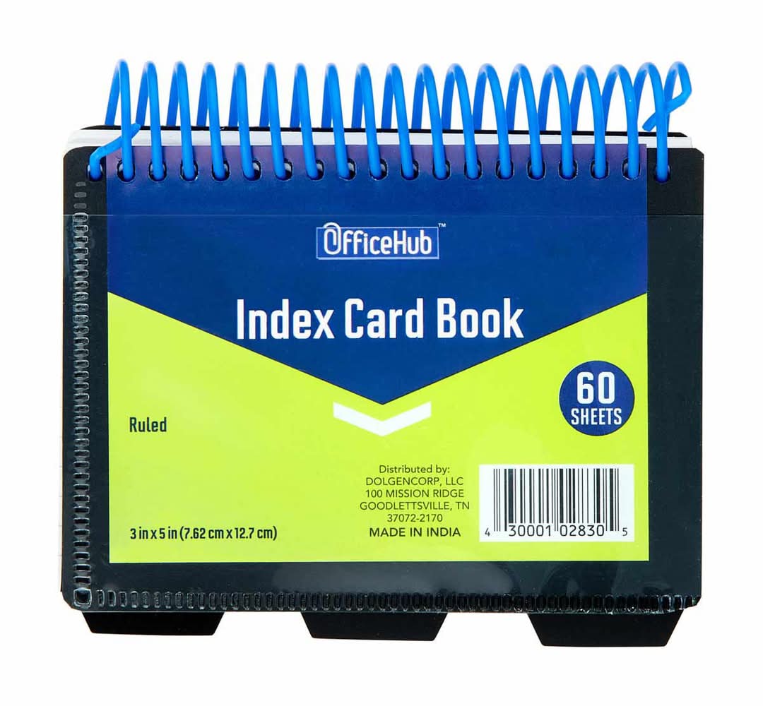 OfficeHub Index Card Ruled Book, 3X5 in (60 ct)