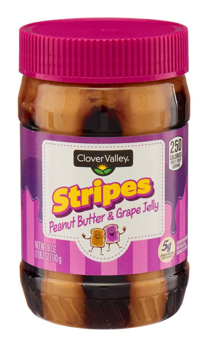 Clover Valley Stripes Peanut Butter & Jelly Spread 18 Oz
