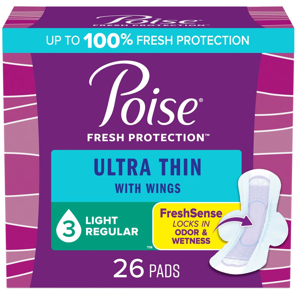 Poise Ultra Thin Light Pads With Wings (8.2 oz)