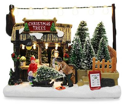 Christmas Village Tree Farm Battery-Operated Light-Up Decor