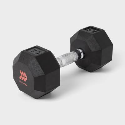 All In Motion Hex Dumbbell, Black (25 lbs)