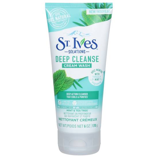 St. Ives Solutions Deep Cleanse Cream Facial Wash Helps Unclog Pores and Reveal Clear Skin (6 oz)
