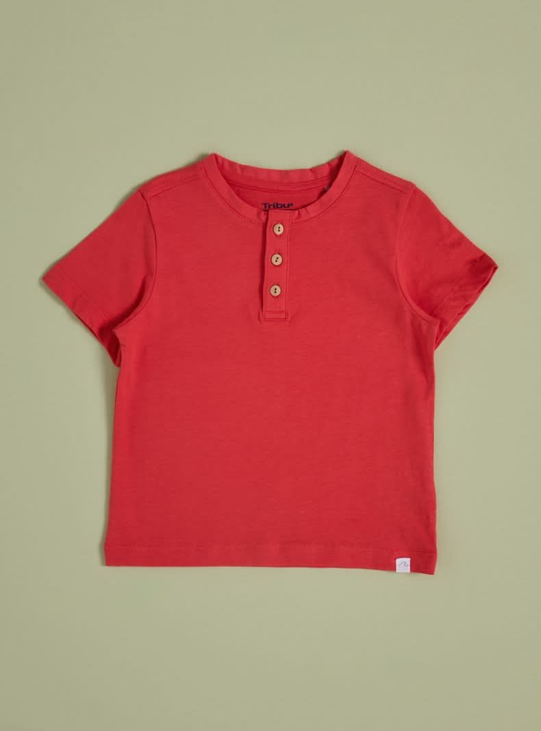 Tribu Polera Lisa con Botones Delanteros rojo 9m