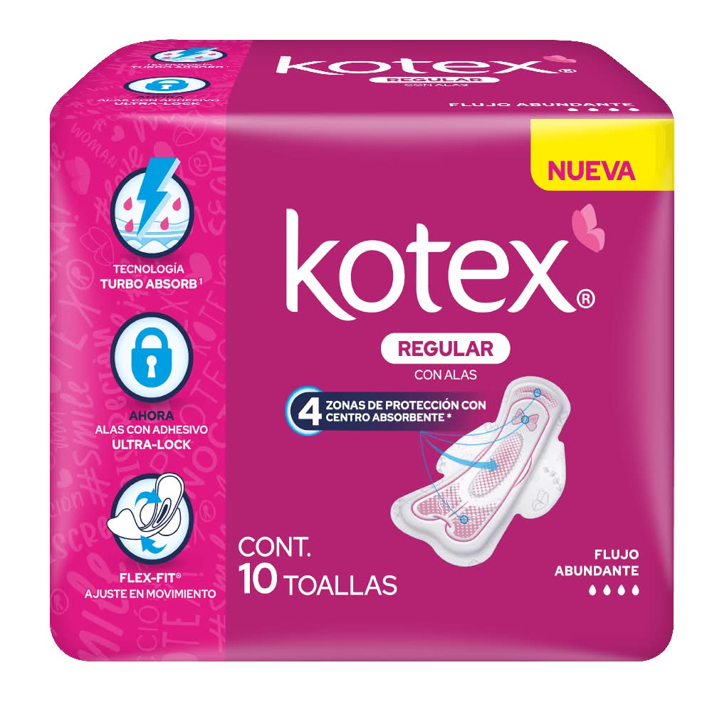 Kotex · Toalla anátomica con alas (84 g)