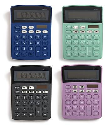 Pep Rally US 10-Digit Battery/Solar Powered Basic Calculator, Assorted Colors (58906)