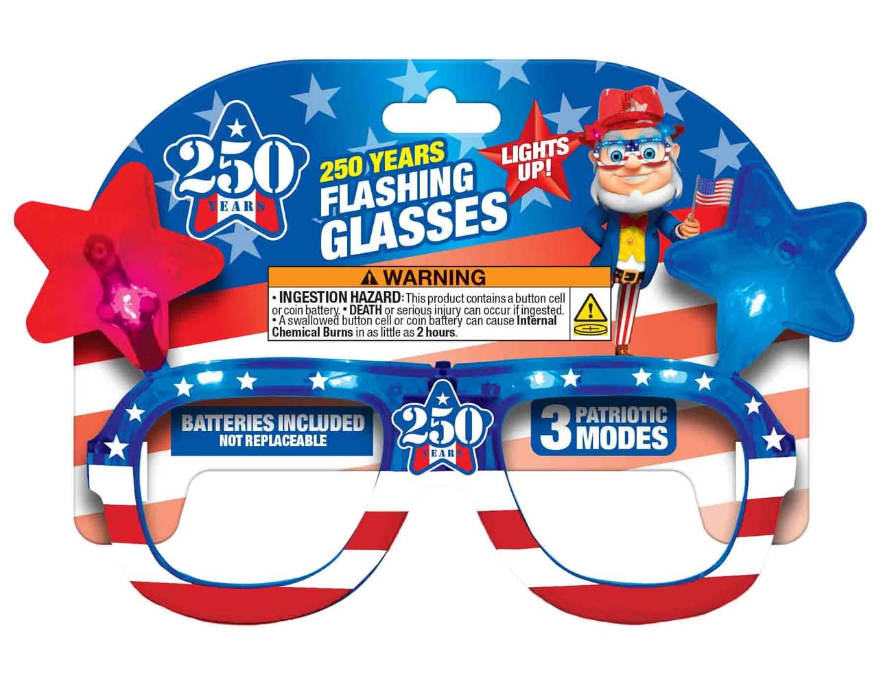 America 250 Flashing Lighted Patriotic Glasses