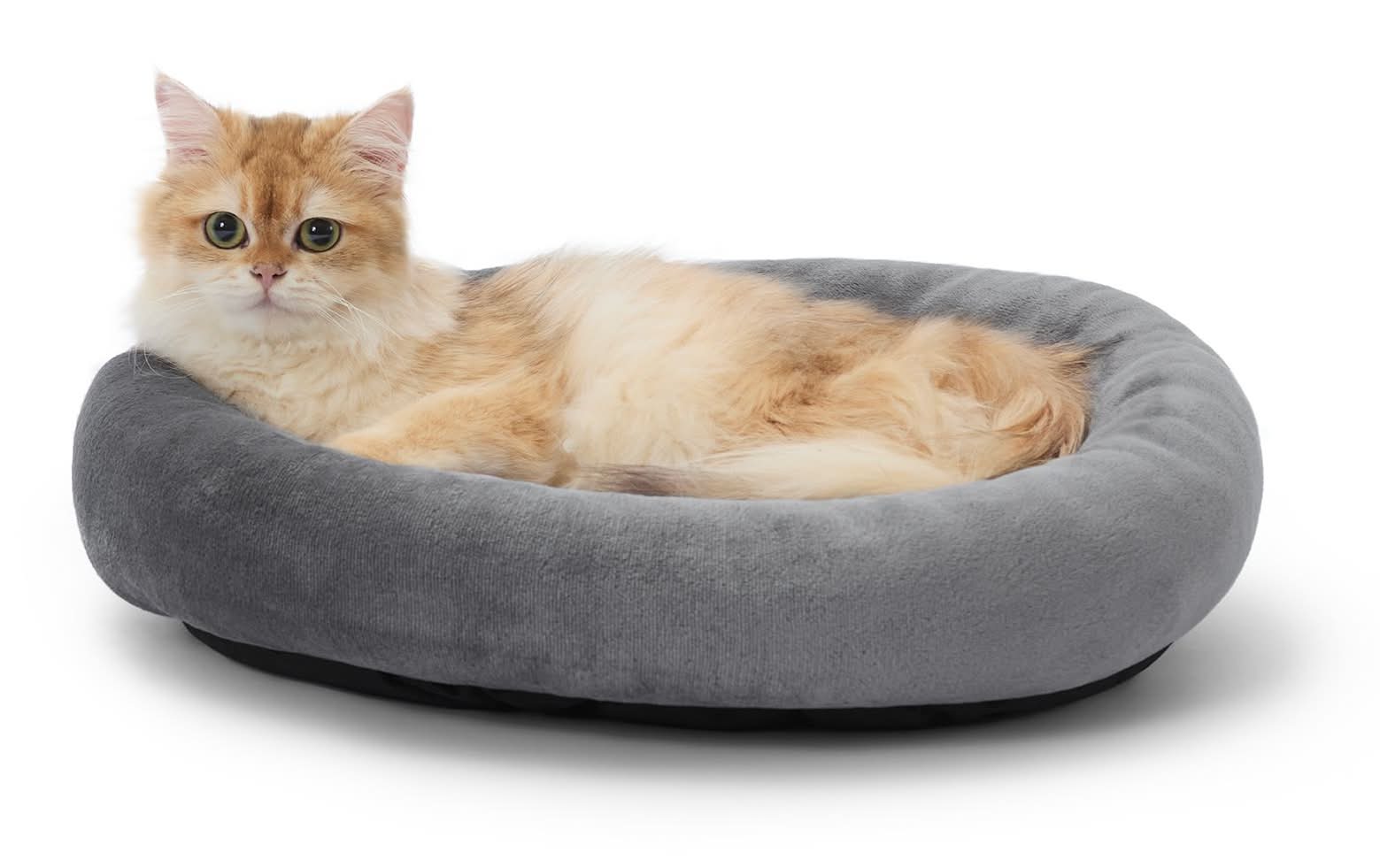 Whisker City® Bolster Cat Bed (Color: Grey, Size: 20\"L X 17\"W X 3\"H)