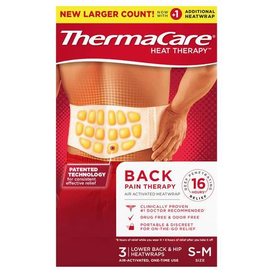 Thermacare Back Pain Relief Lower Back & Hip Heatwraps (3 ct)(unisex/s-m)