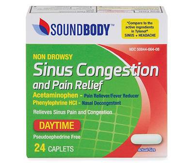 Sound Body Non Drowsy Daytime Sinus Congestion & Pain Relief Caplets