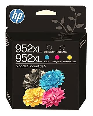 HP 952XL Black/Cyan/Magenta/Yellow High Yield Ink Cartridges 5/Pack Works OfficeJet 8702 Pro 7700, 8210, 8700 (6ZA00AN)