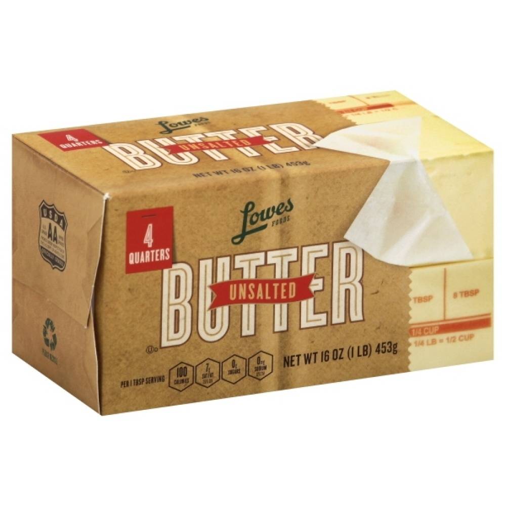 Lowes Foods Unsalted Butter Sticks 4 Count