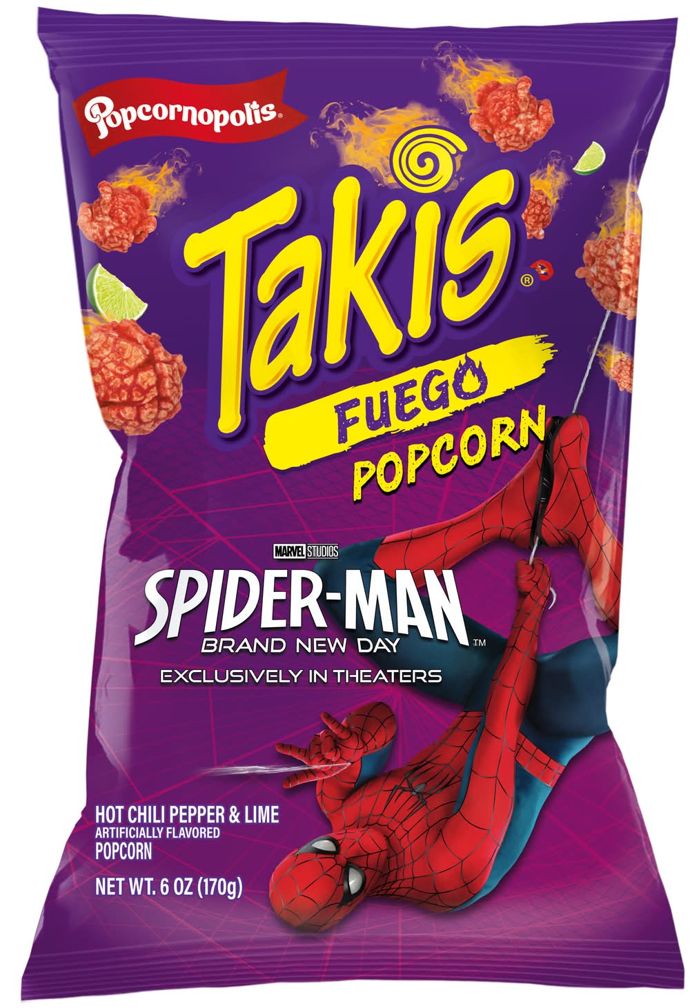 Popcornopolis Takis Fuego Popcorn, Hot Chili Pepper-Lime (6 oz)