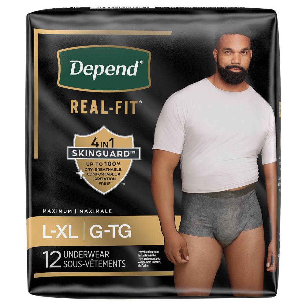 Depend Real Fit Incontinence Underwear For Men (l-xl/grey)