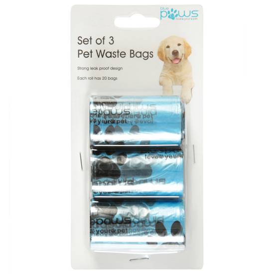 Blue Paws Set Of 3 Pet Waste Bags (1 set)