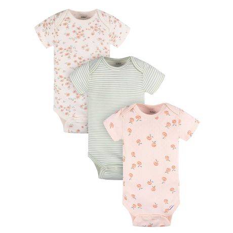 Gerber - 3 Pack Onesies - Peach (Size: 3-6 Months)