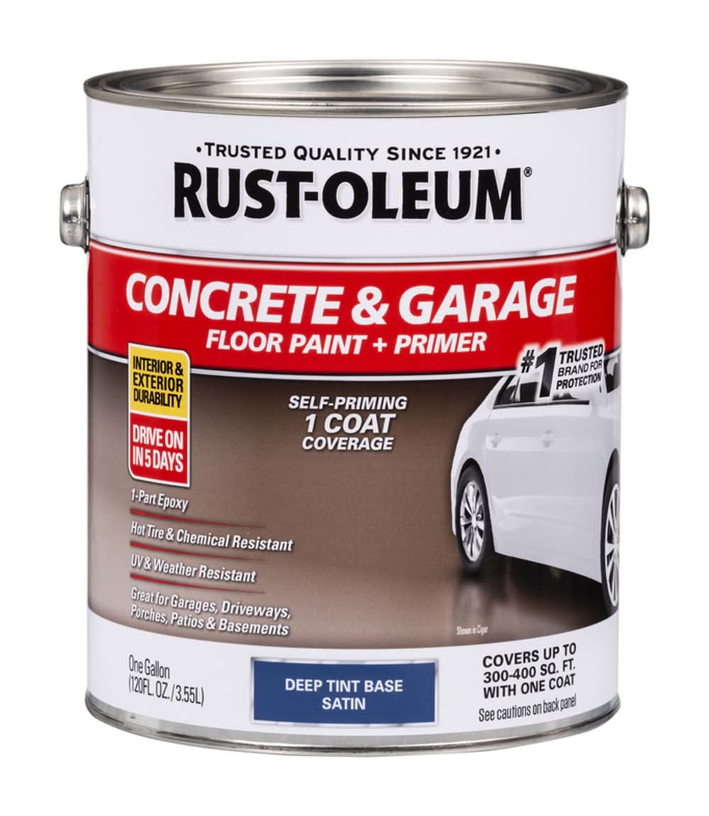 Rust-Oleum Concrete & Garage Satin Deep Tint Base Water-Based Acrylic Concrete Floor Paint 1 Gal