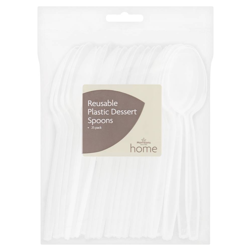 Morrisons Home Reusable Plastic Dessert Spoon (25 pack)