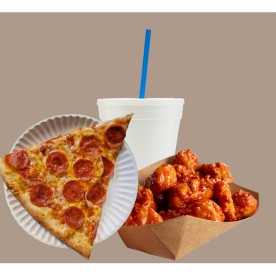 Bonelss Wings (6pcs) & One Slice Pizza Combo