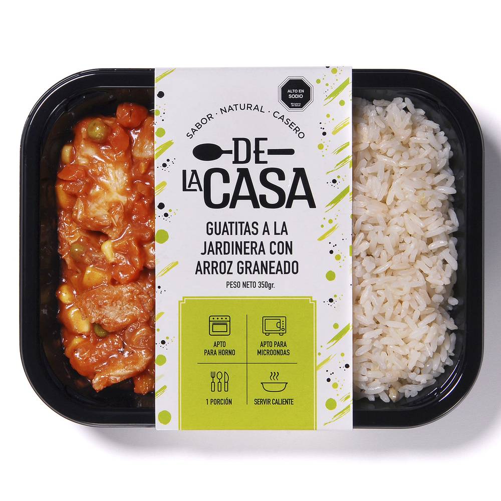 De la casa · Guatitas jardinera con arroz graneado (350 g)