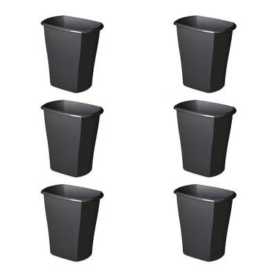 Sterilite 10529006 5.5 Gallon Kitchen Ultra Plastic Wastebasket Storage Trash Bin Can Container, Black (6 Pack)