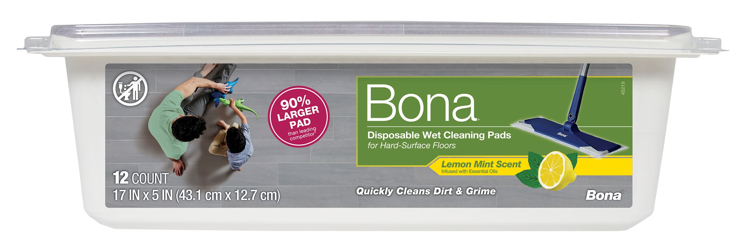 Bona Disposable Lemon Mint Scent Wet Cleaning Pads