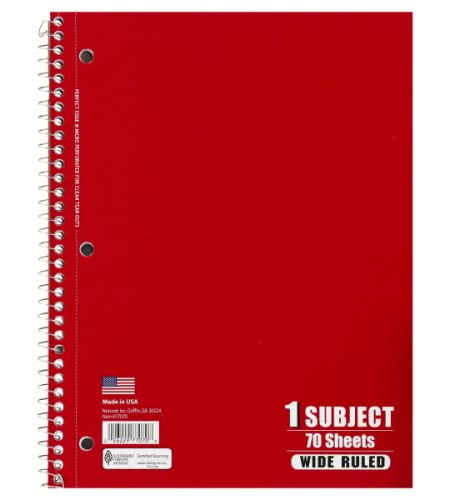 Norcom Notebook, Wide Ruled, 70 Sheets