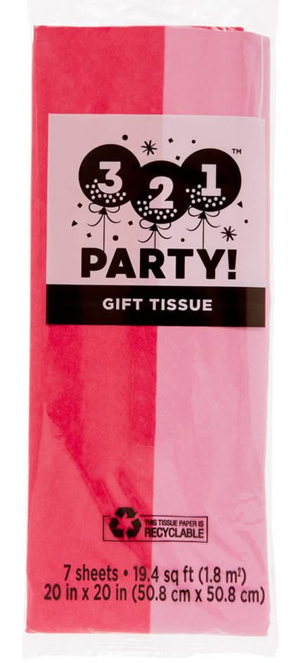 321 Party! Gift Tissue Pink & Dark Pink 7 Ct