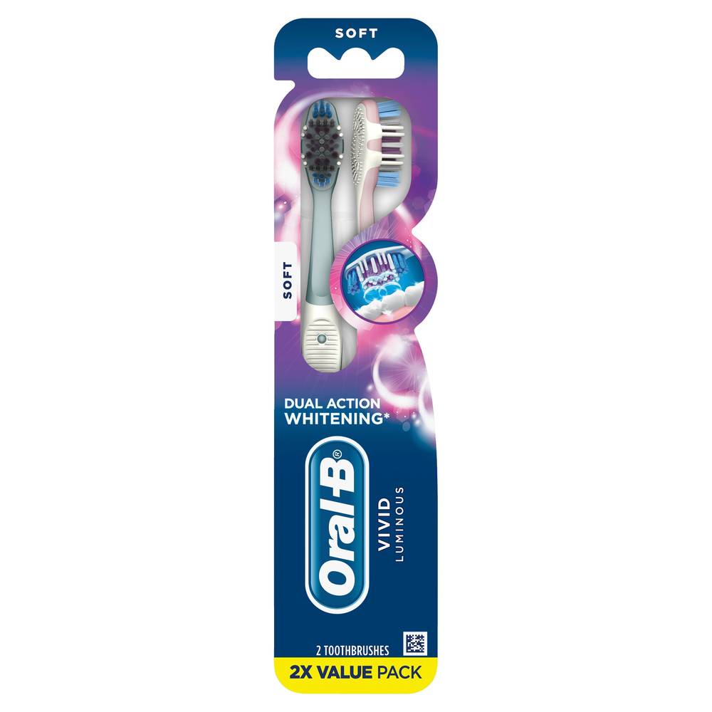 Oral-B Vivid Whitening Dual Action Toothbrush, Soft Bristle, 2 CT