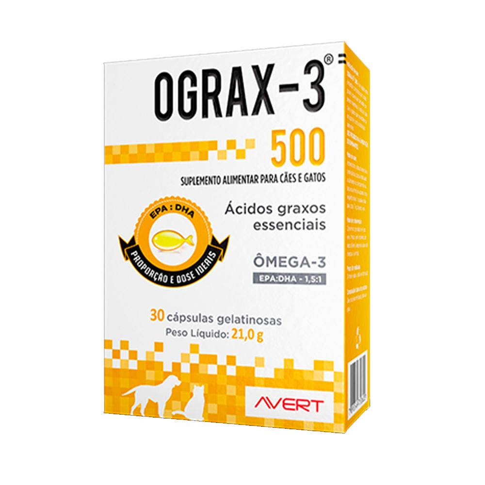 Avert suplemento alimentar ograx-3 para cães e gatos (30 cápsulas)
