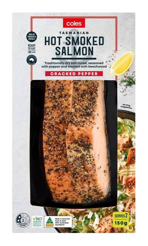 Coles Hot Smoked Salmon, Cracked Pepper (150g)