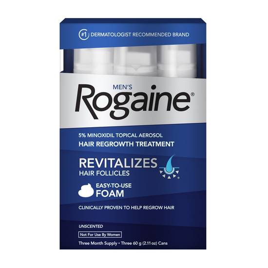 Rogaine Men's Hair Regrowth Treatment Foam Unscented 2.11 oz each (2.11 oz x 3 ct)