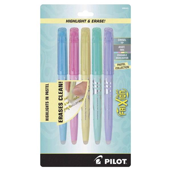 Pilot Frixion Light Pastel Collection Erasable Highlighters Chisel Tip