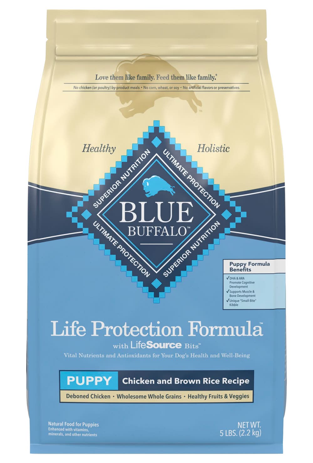 Blue Buffalo Life Protection Formula Dry Dog Food, Chicken & Brown Rice, Puppy (5 lbs)