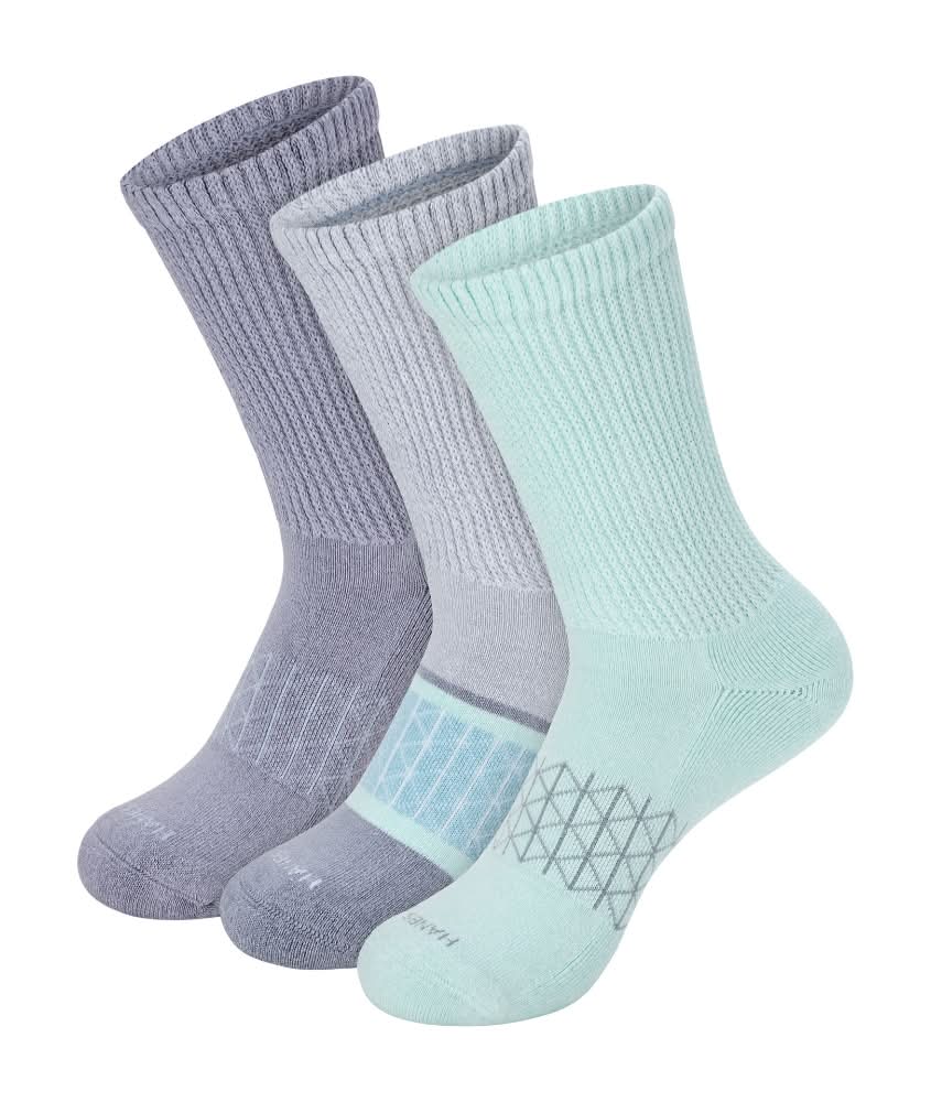 Hanes Absolute Wellness Non-Binding Crew Socks, Women, 5-9, Green (3 ct)