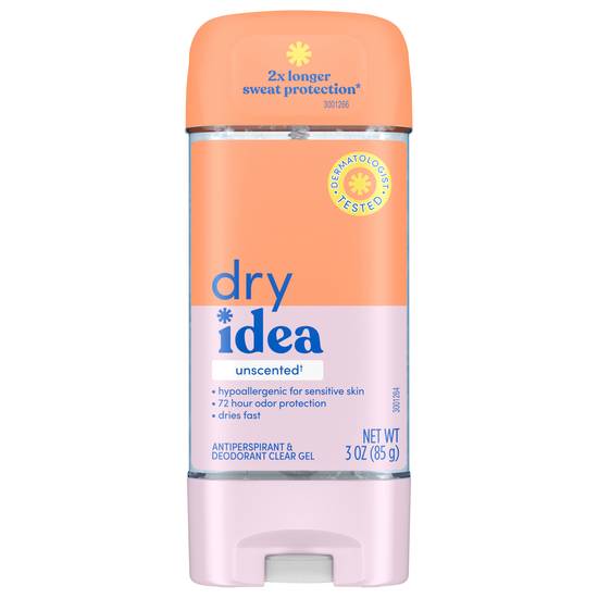 Dry Idea Advanced Unscented Antiperspirant and Deodorant Clear Gel