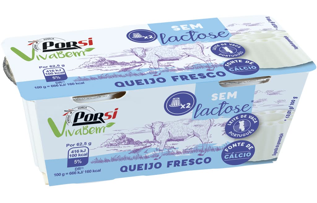 PorSi Viva Bem - Queijo fresco sem lactose, 2 x 62.5 g